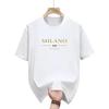 Mens summer 100 cotton fashionable casual loose plus size MILANO ITALIA pattern printed sports round neck short sleeved Tshirt