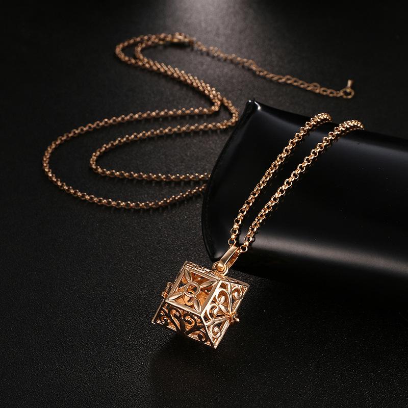 Neue Aromatherapie Ätherisches Öl Diffusor Halskette Schmuck Quadratisch Hohl Parfüm Medaillon 16MM Musik Kugel Damen Anhänger Zubehör