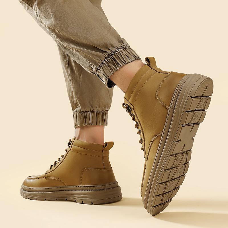 Herrenstiefel Schnürstiefel Herbst Winter Plüsch Warm Herren Baumwollschuhe High Top Arbeitsstiefel Outdoor Mode Warme Schneestiefel Abriebfest