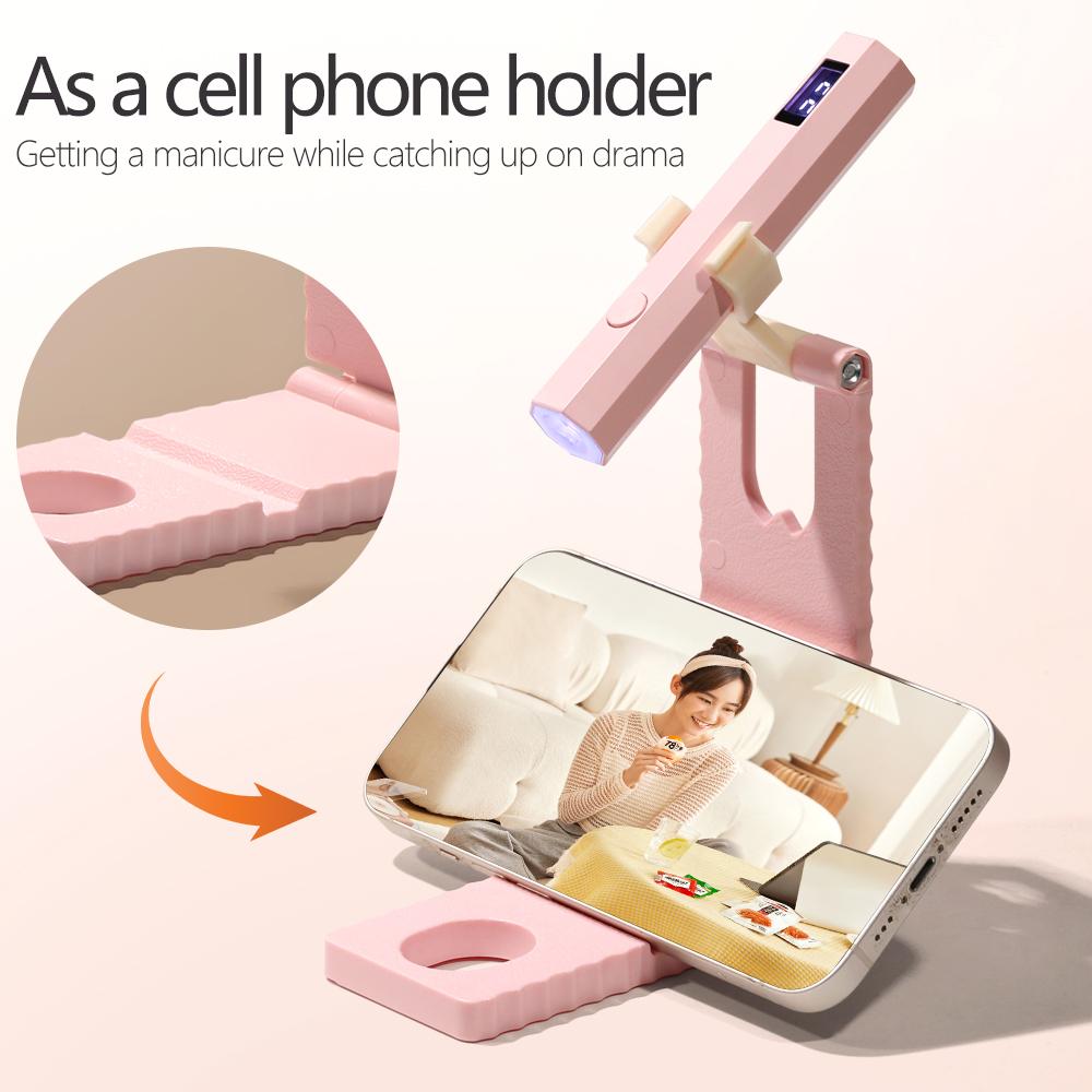 YIKOOLIN Portable Handheld UV Dryer Lamp with Foldable Stand for Gel  Nail Curing USB Rechargeabl Quick Dry Nail Lamp