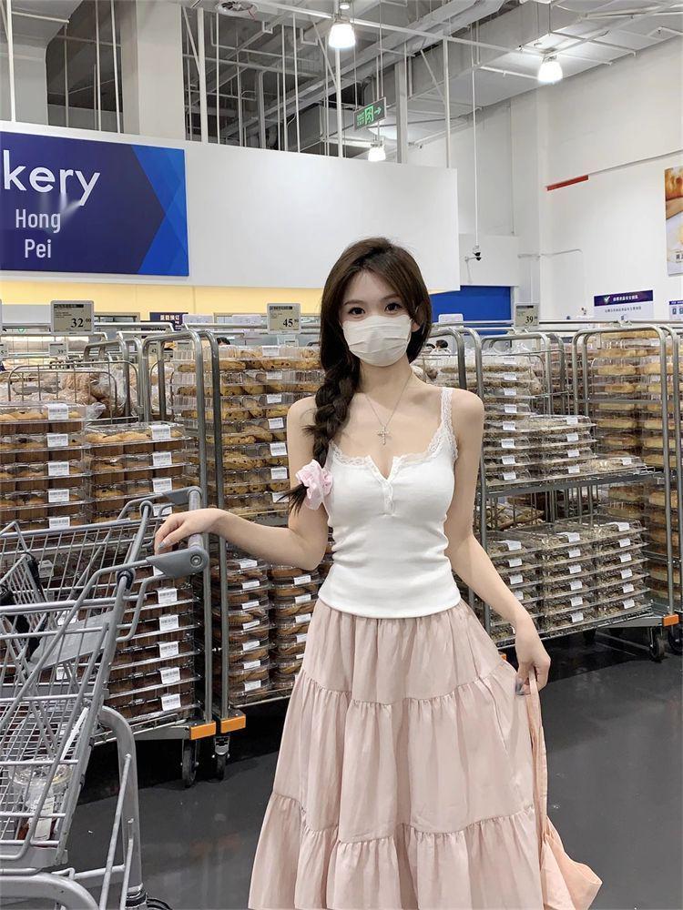Korean Style Lace Trim Camisole: Women's Slim Fit Summer Vest
