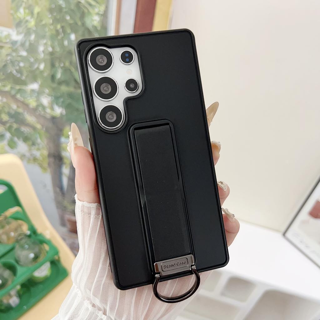 Magnetic Solid Color Metal D buckle Phone Case For Samsung S25 Ultra S24 Plus S23 A56 A17 Slim Fit Shockproof kickstand Cover