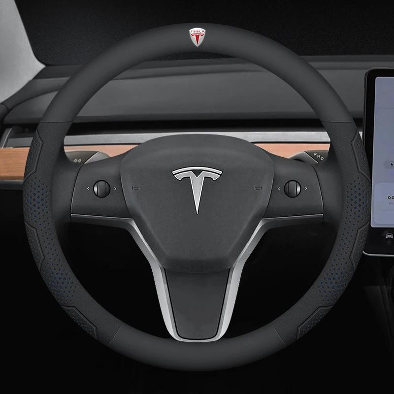 Carbon Fiber Car Steering Wheel Cover for Tesla Model 3 Model S Y X Roadster 2019-2025 Auto Interior Steering Wheel Accessories