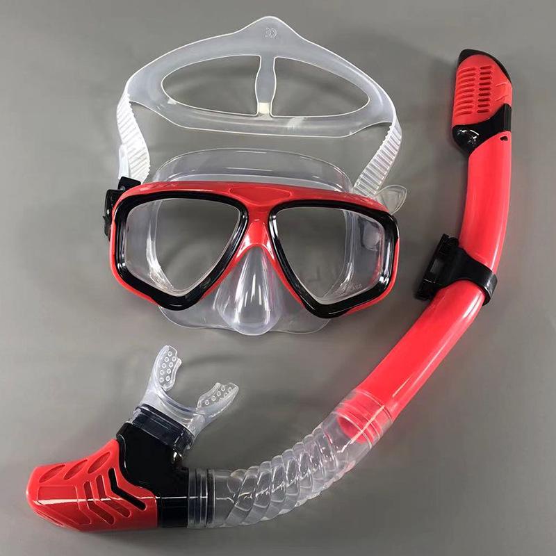Large Frame HD Anti-Fog Snorkel Set for Adults - Waterproof Diving Mask & Two-Piece Snorkeling Gear
