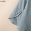 ZANZEA Women Casual Stand Collar 3/4 Sleeve Elegant Loose Blouse