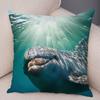 Federa per Cuscino Delfino Vita Marina Motivo Pesci Barriera Corallina Tessuto Morbido Studio Ufficio Casa Decorazione Federa