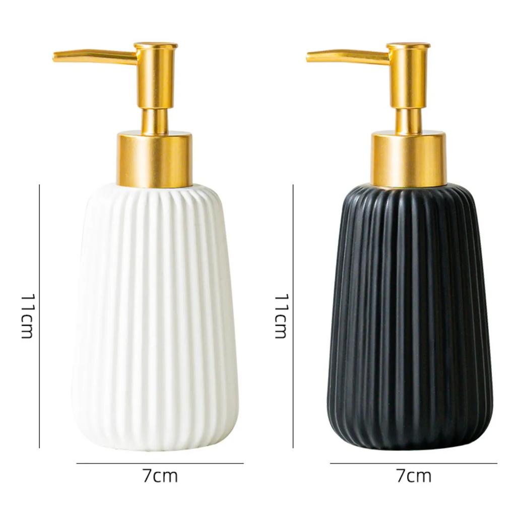 10.15 oz Ceramic Soap Dispenser,300ml Bathroom Accessories Press Dispenser with Pump, Kitchen Hand bottle 1pc