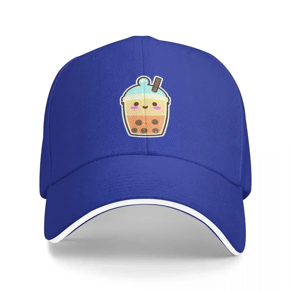 Cute Happy Kawaii Bubble Tea Cap Casual Baseball Caps Adjustable Hat Summer Unisex Baseball Hats Customizable Polychromatic
