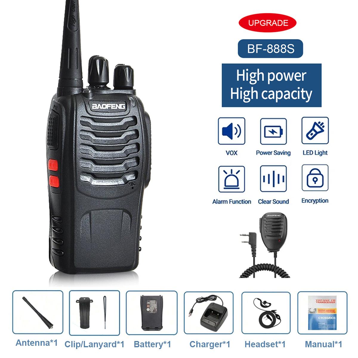 1PC Baofeng 888S Walkie Talkie Draadloze Kopieerfrequentie Lange Afstand Draagbare Uhf 400-470Mhz Ham Tweeweg Radio Voor