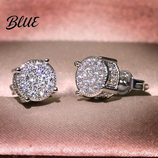 Women Stud Earrings 1 Pair Square Rhinestone Wedding Ear Studs