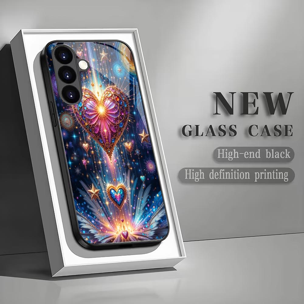 

Love black tempered glass phone case suitable for Samsung Galaxy S26 S25 S24 S23 S22 S21 S20 FE/Ultra/Plus hard case back cover GalaxyS25