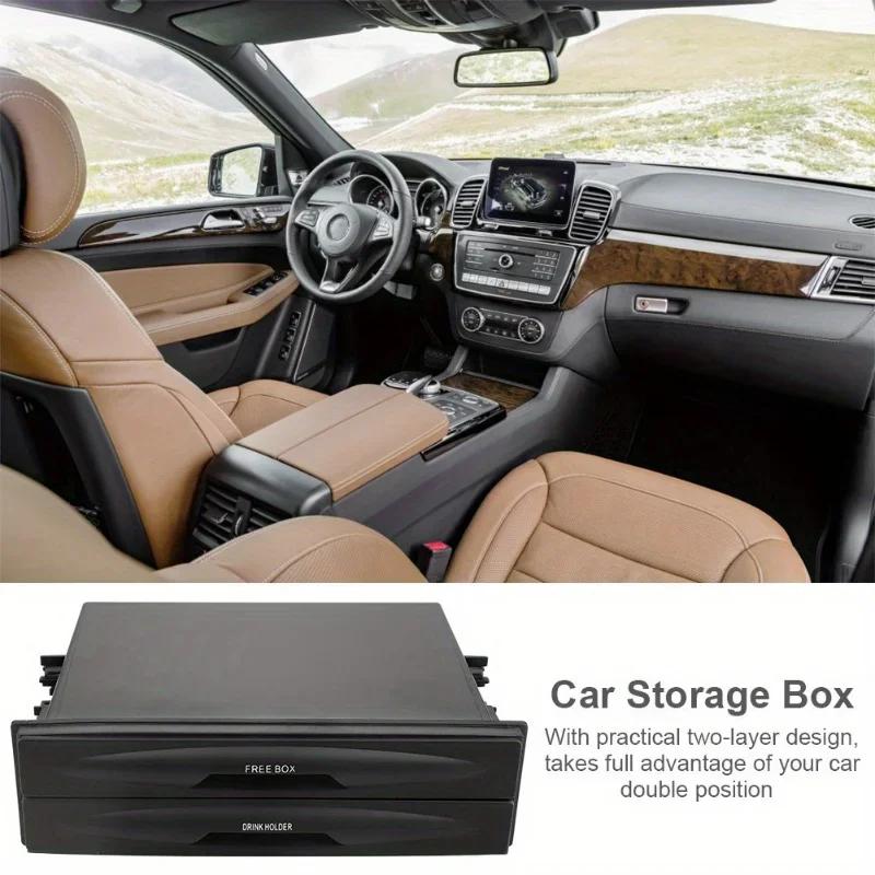 plastic car storage box universal car radio pocket and beverage rack dual Din car storage - compatible with various models