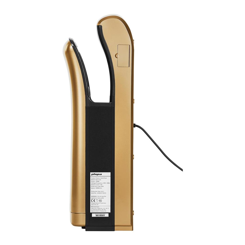 Physa Bari Gold Electric Wall-mounted Hand Dryer 1200W