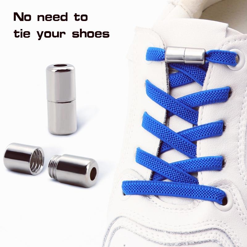 Capsule Lock Shoelaces Elastic Laces Sneakers No Tie Shoe Laces Without Ties Kids Adult 0.6cm Flat Shoelace for Shoes