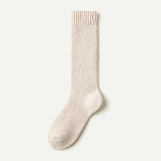 1 Pair Women Winter Socks Thickened Plush Knee Length Long-tube High Elasticity Wrapping Anti-slip Floor Socks Comfort Warmth Sleeping Stockings