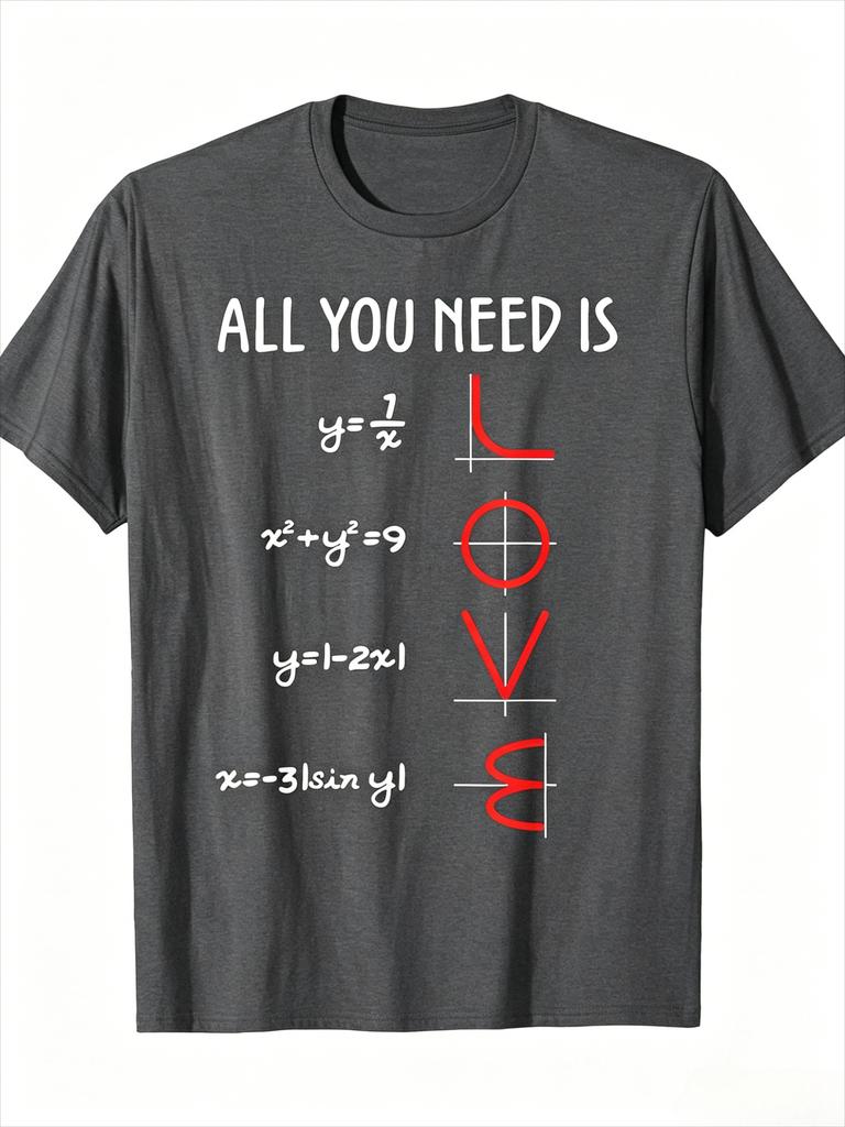 Funny Math Equation Graph Spell Love Print TShirt Unisex Unisex Black Cotton Nerd Science Teacher Student Graphic Short Sleeve Tees