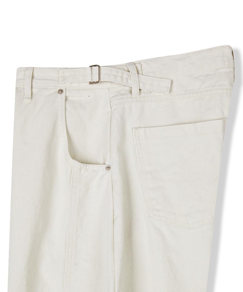 Eonyujeulaeb Cotton Curved Buckle Pants [Cream]