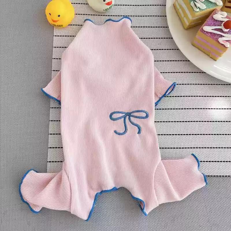

Girl Dog Clothes Jumpsuit Female Pet Clothing Pajamas Puppy Yorkie Pomeranian Maltese Bichon Frise Poodle Schnauzer Dog Apparel XXS розовый