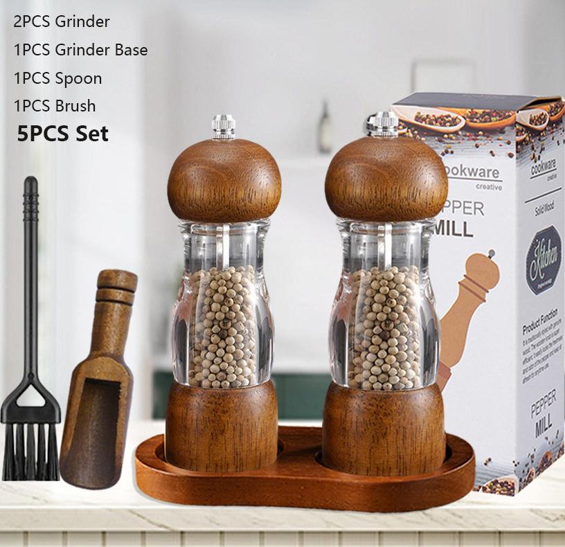 1~5pcs Salt Pepper Grinder Set Adjustable Ceramic Grinding Spice Mill Manual Salt and Pepper Shakers Grinder for Kitchen BBQ Use