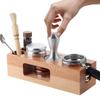5-slot Coffee Powder Press Table Tamping Station 58mm Wood Natural Multifunctional Organizer Espresso Bar Accessories
