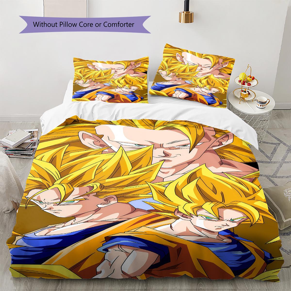 

Cartoon Son Goku Pattern Bedding,Quilt Set Quilt Cover Pillowcase Home Birthday Gift (1 * duvet cover + 2 * pillowcase, without core) 135x200cm
