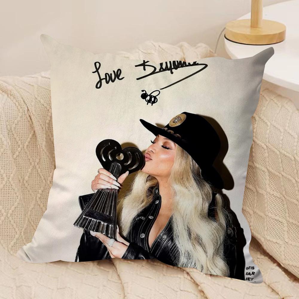 Singer B-Beyonce Cowboy Cushion Cover Soft Plush Double-Sided Printed Sofa Pillow Cushion Cover | Cozy All-Season Decor Gift