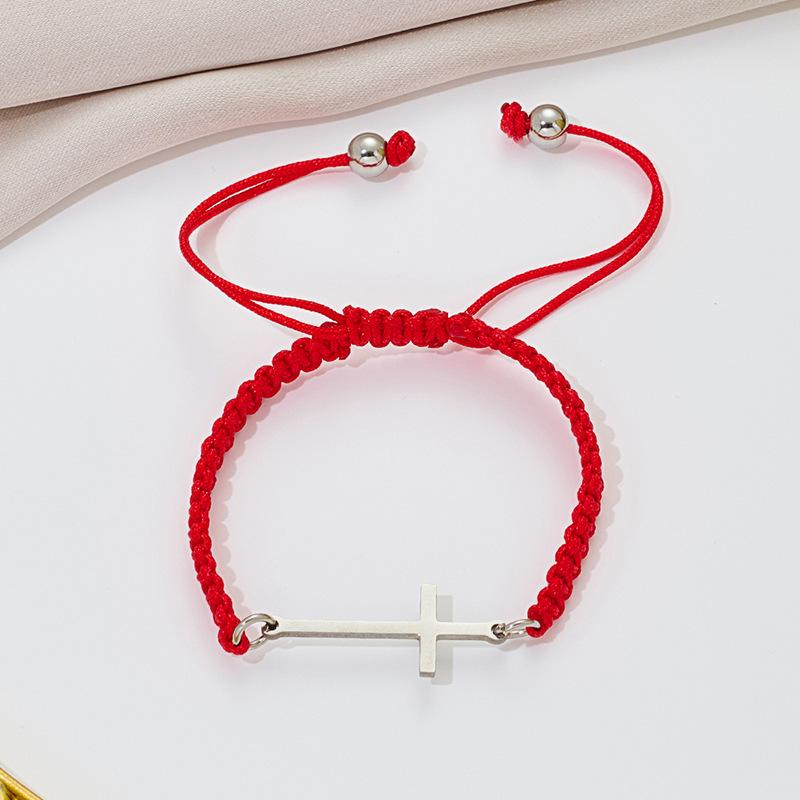 

Элегантный браслет с подвеской в виде креста - Модный дизайн в виде веревки из нержавеющей стали