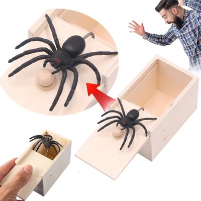 Halloween Pająk Wystraszony Drewniane Pudełko Prank Zabawka Zabawna Sztuczka Pająk