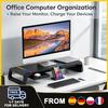Computer Support Desk Multifunctional Monitor Stand with USB Hub & RGB Light Foldable Organizer Shelf Desk Laptop for Office PC Laptop Accessories
