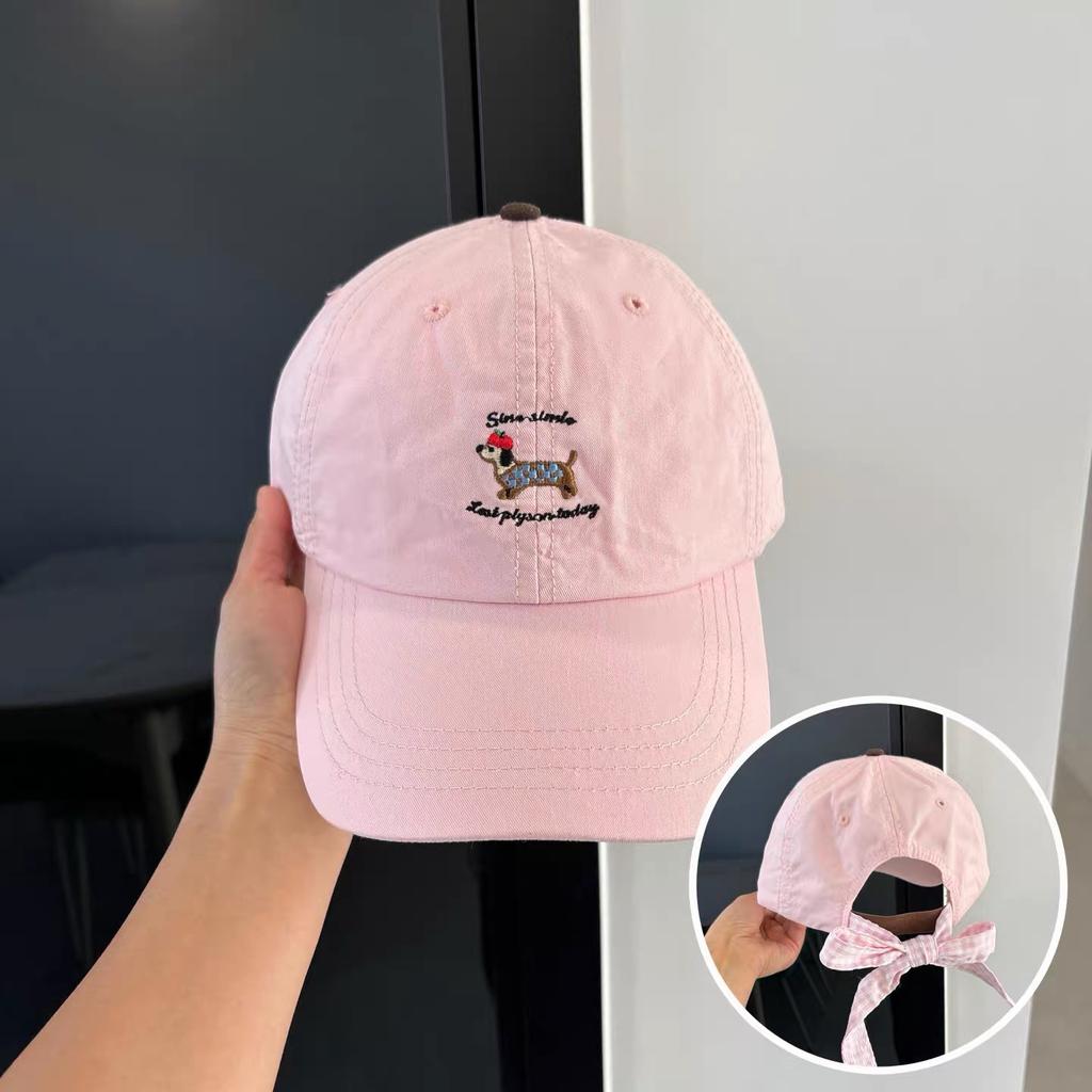 Sunshade Plaid Straps Versatile Cute Peaked Caps Fashion Casual New Women Cartoon Embroidered Letters Sausage Dog Baseball Hats