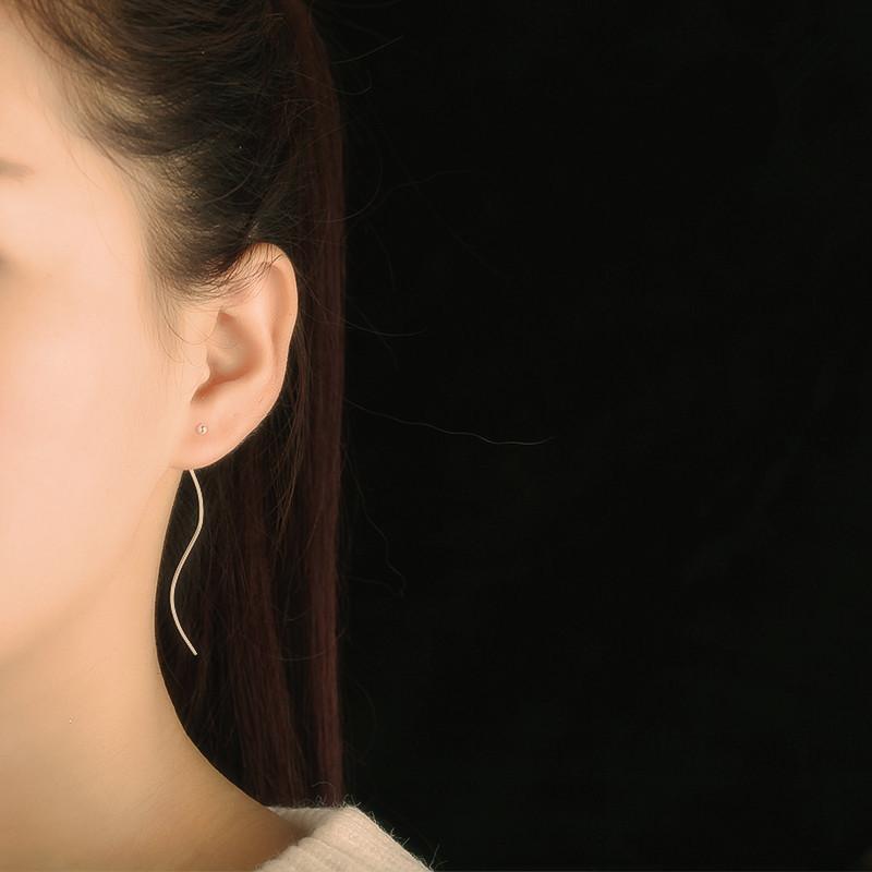Simple Lines High-End Fringed Earrings Female Long Temperament Stud Earrings Curved Earline Ear Chain