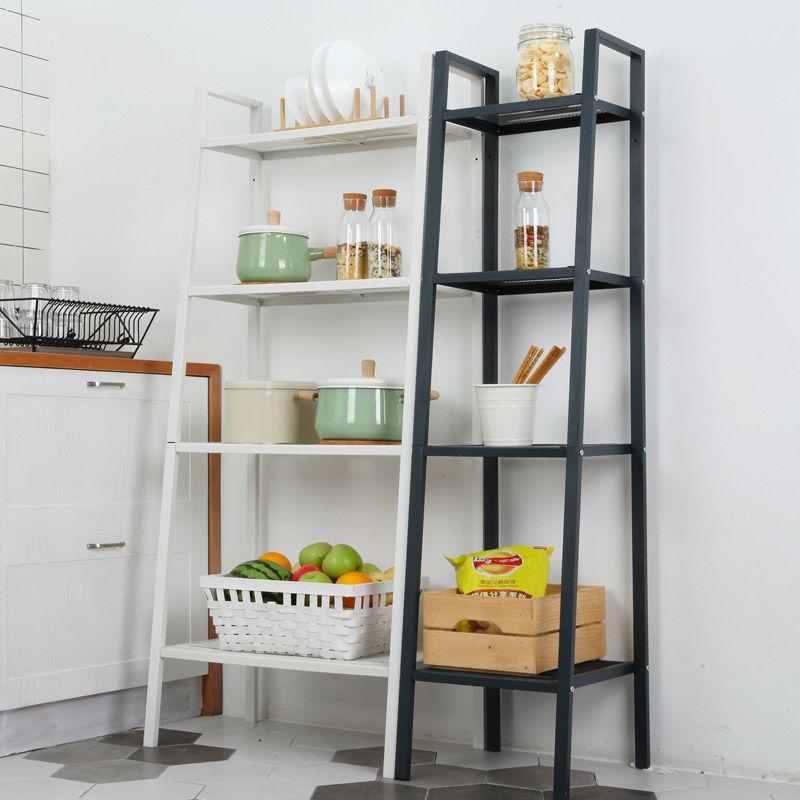 G-H 4-Tier Metal Wrought Iron Floor Rack Nordic Style Display Rack For Living Room/Bedroom/Kitchen/Bathroom/Home Office