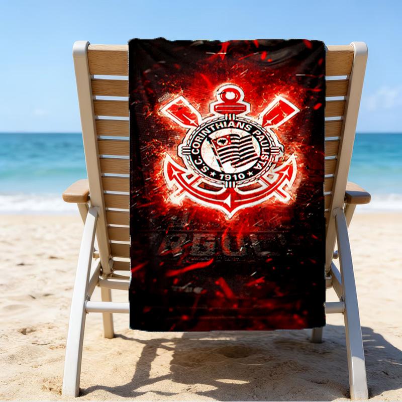 Sport Club Football Crest Printed Beach Towel, Super Soft Microfiber, Perfect Gift Birthday, for Pool, Beach, Travel, for family and friends