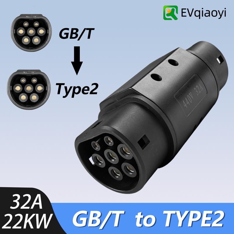 EVqiaoyi GBT to Type2 32A 22KW Charging Adapter Convert GBT Charging Pile to Type2 Connector for EU Standard Electric Vehicles GBT to Type2