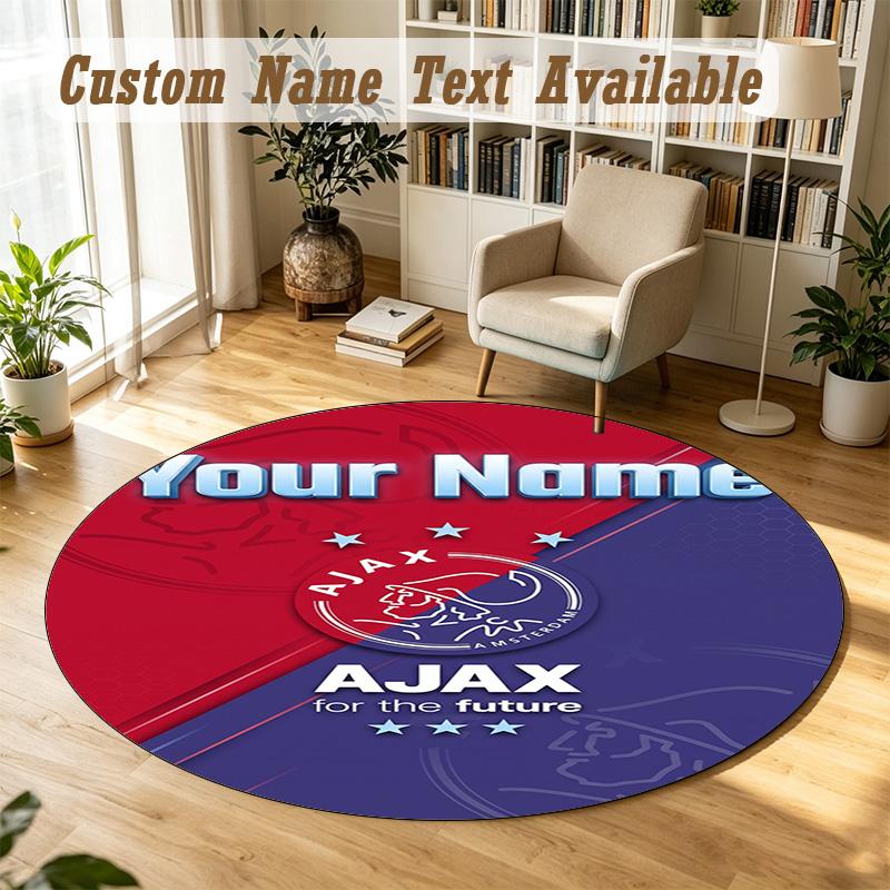 Round Rug Custom NameAjax Amsterdam Pattern Non Slip Carpet Home Floor Decor