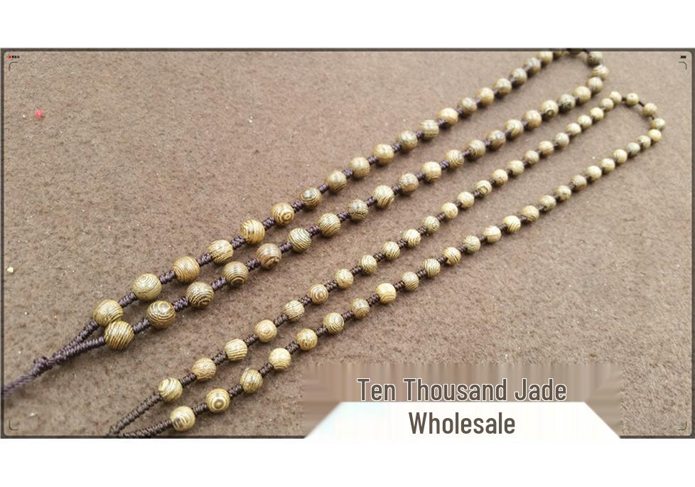 8mm Wenge Wood Round Bead Necklace with Large Bead Cord