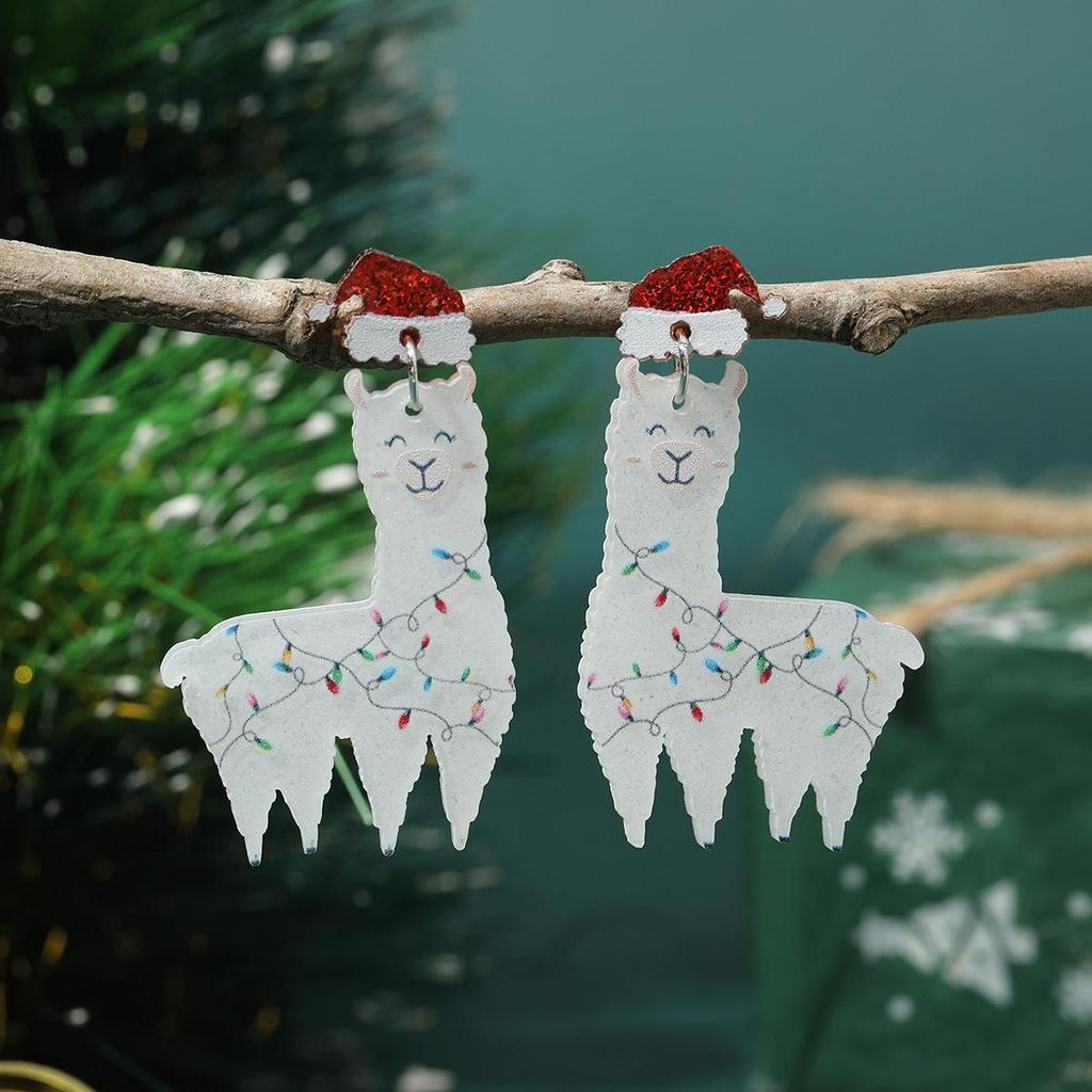Europäische & Amerikanische Liebesherz Acryl Weihnachtsbaum Ohrringe für Damen