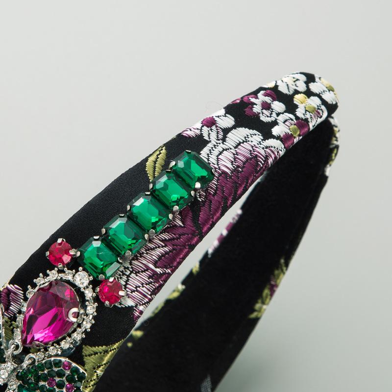 Women's Hairband Heavy Craft Bow Colored Drill Vintage Embroidery Palace Wide Edge Headwear