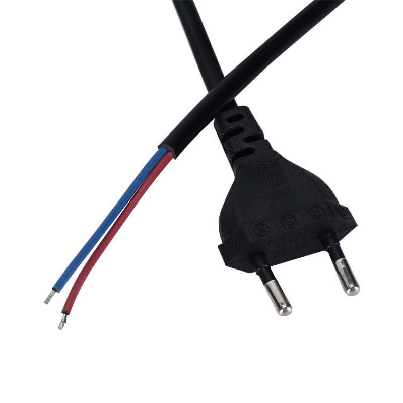 EU Two-Pin AC Power Cord with Tinned Ends for Audio, Fans, Lamps, LED Adapters