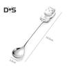 Stainless Steel Food Grade Coffee Spoon Thicken 304 Ergonomic Handle Lucky Cat Stirring Spoon Party Supplies