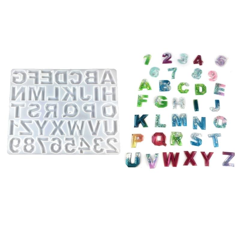 Semi-Stereoscopic Resin Keychain Molds DIY Alphabet Number Casting Mold Jewelry Craft Making Tools for Making Ornaments
