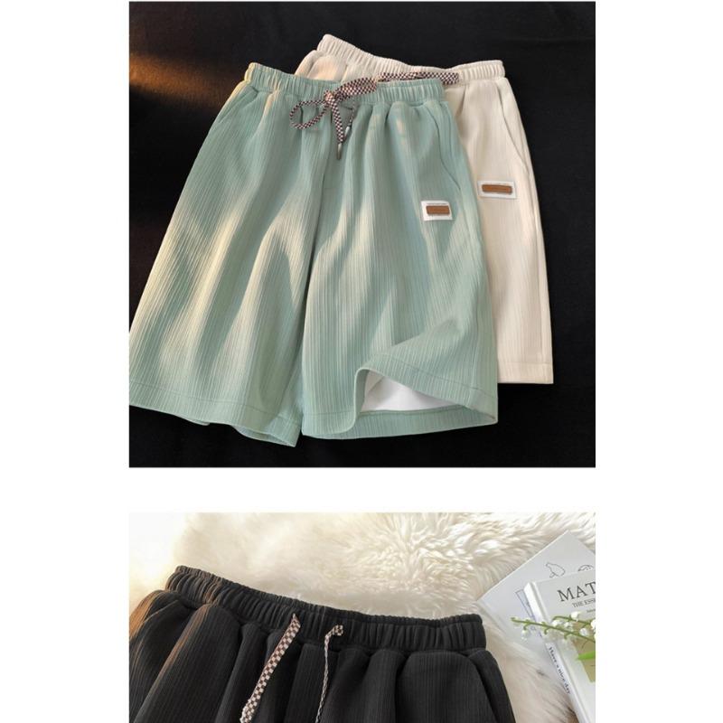 Ice Silk Sports Five Quarter Pants Women Summer High Waist Loose Breathable Large Size Home Wide Leg Shorts Wear