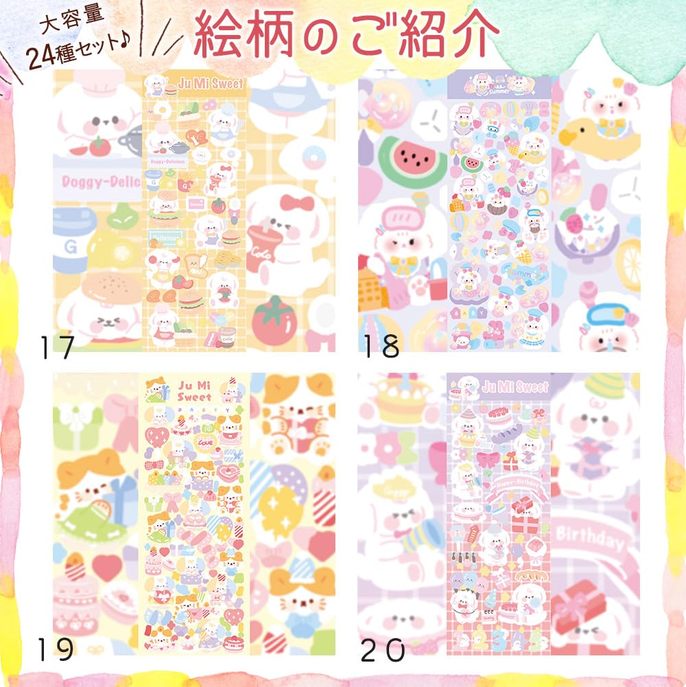 Moin Moin Sparkling Animal Assortment Featuring Korean Colorful Teddy and Polar Bear Also Suitable for and 2412sl335 Loose, Stickers, 23-Piece Set,