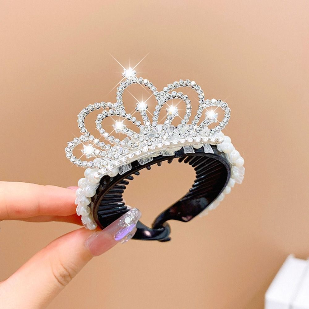 

Princess Crystal Kids Hair Claw High Ponytail Fixed Artifact Children s Crown Bun Hair Clip Crab E
