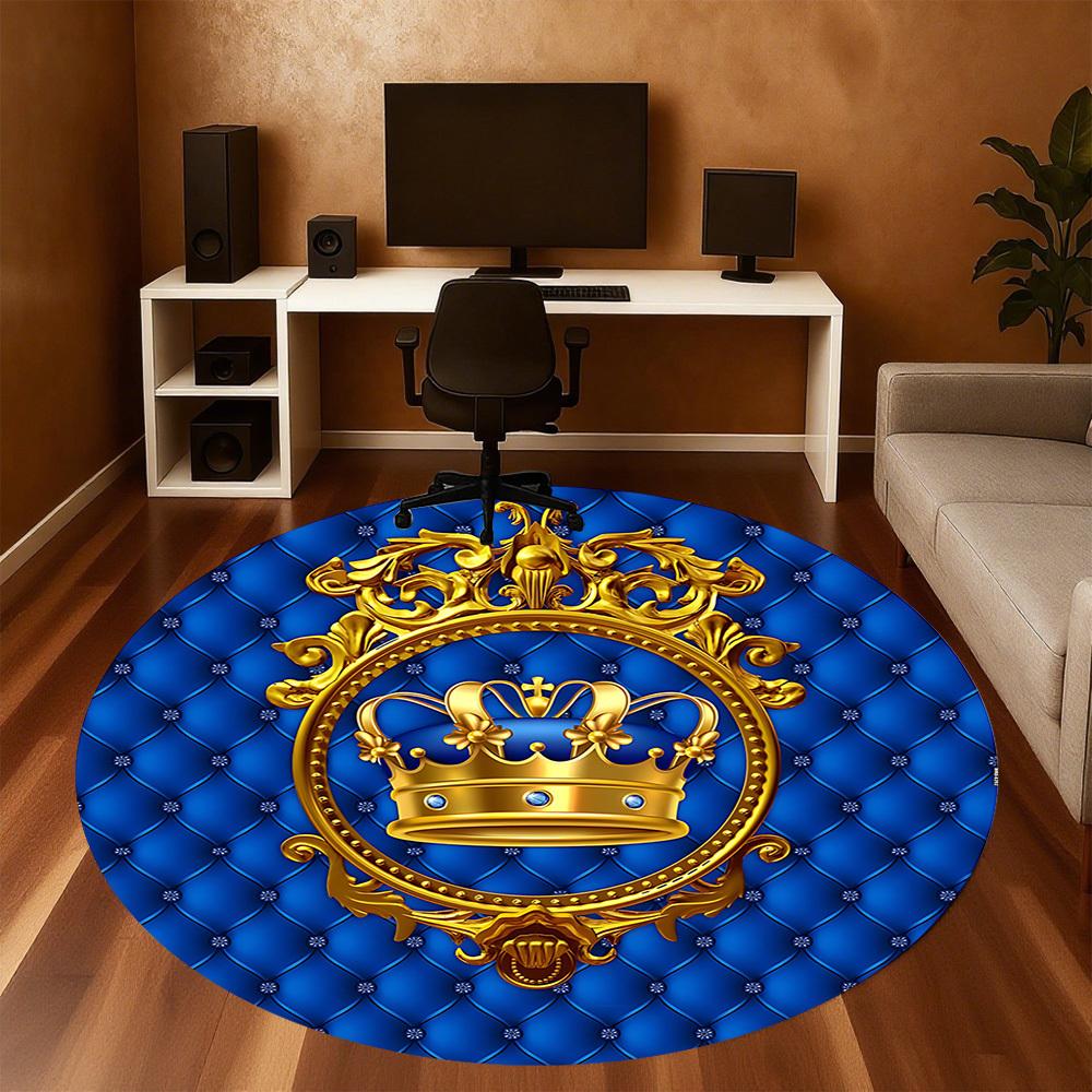 1pc Crown Royal Round Chair mat Area Rug - Non-Slip, Floor Mat for Office, Bedroom, and Indoor Decor c1125591