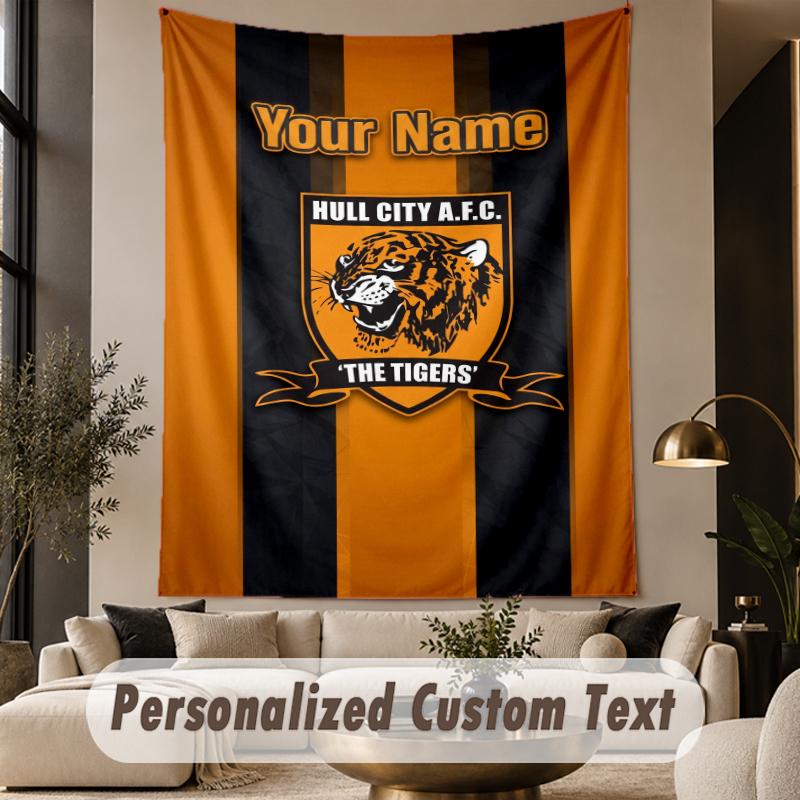 Custom Text Tapestry Hull FC Print Wall Tapestry Indoor Living Room Wall Decor