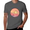 Sunset Mountains Tshirt Basic Solid Color Short Sleeve Cotton Top