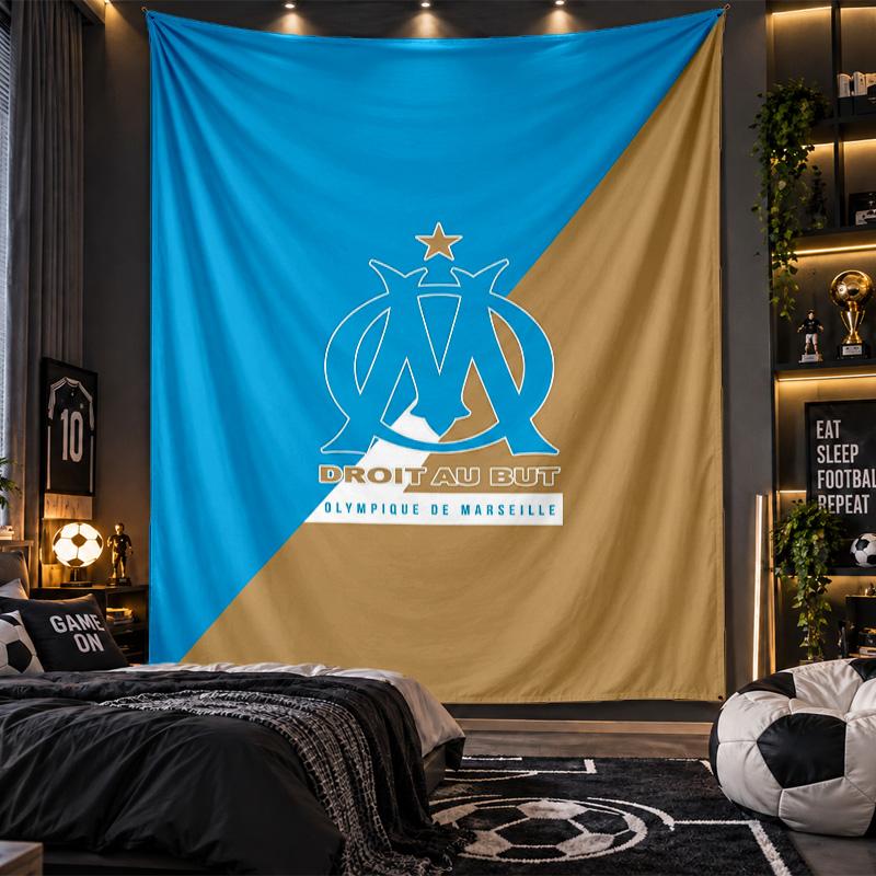 Wall Hanging Tapestry Olympique Lyonnais FC Print Cloth for Living Room Bedroom Home Decor