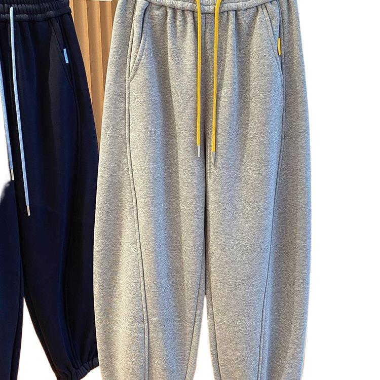 Women's Plus Size Fleece-Lined Harem Sweatpants – Autumn/Winter Style, Loose Fit, Nine-Point Cuffed.