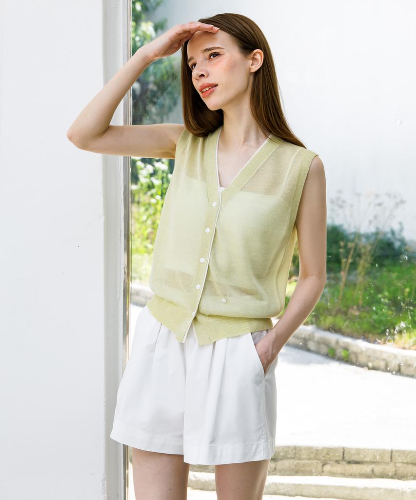 HYFVE Tone-On-Tone Sleeveless Cardigan